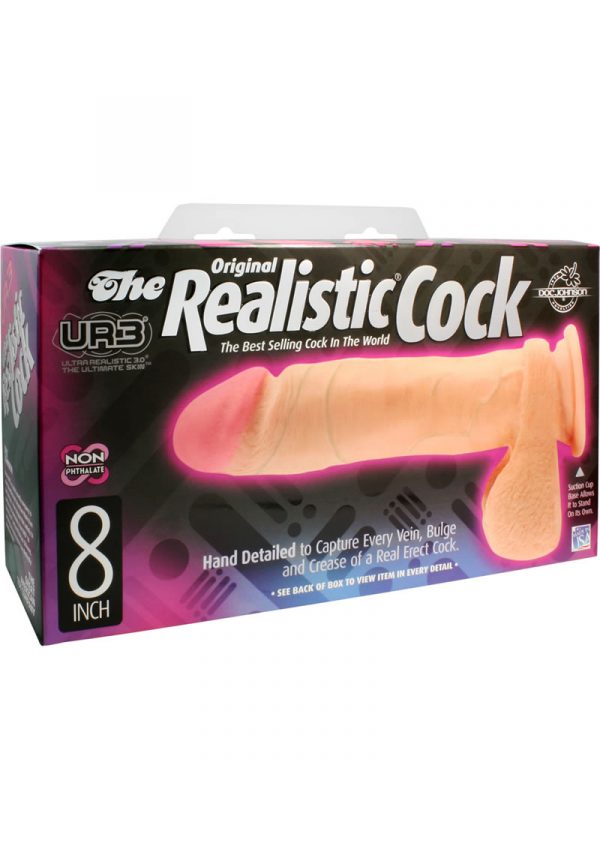 UR3 Ultra Realistic Cock With Balls 8 Inch White