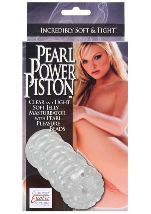 PEARL POWER PISTON JELLY MASTURBATOR WITH PEARL PLEASURE BEADS CLEAR