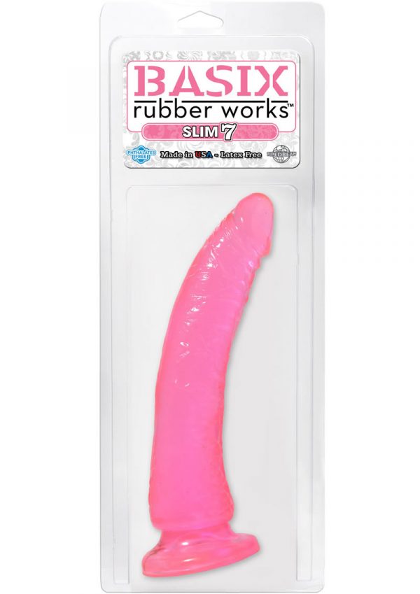 Basix Dong Slim 7 With Suction Cup 7 Inch Pink