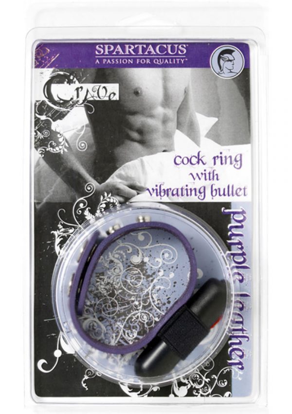 Crave Multi Speed Vibrating Leather Cock Ring Purple