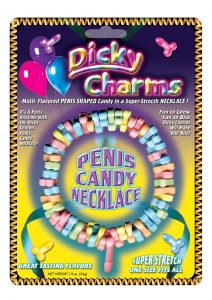 Dicky Charms Multi Flavored Penis Shaped Candy In A Super Stretch Necklace