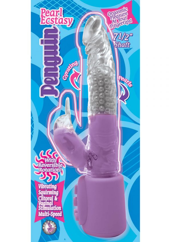 Pearl Ecstasy Penguin Vibrator 7.5 Inch Lavender