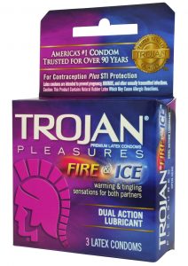 Trojan Condom Pleasures Fire and Ice Dual Action Lubricant 3 Pack