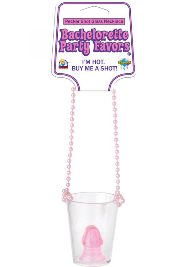 Bachelorette Party Favors Pecker Shot Glass Necklace Pink