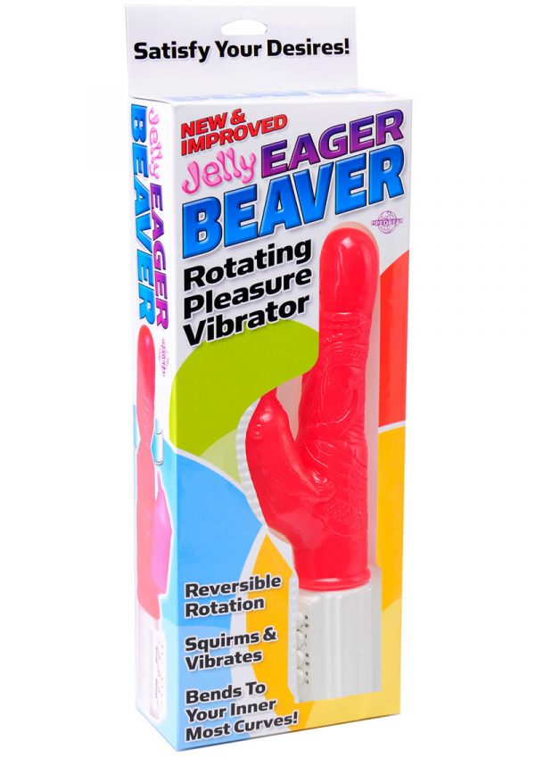 Jelly Eager Beaver Rorating Pleasure Vibrator 9.25 Inch Pink