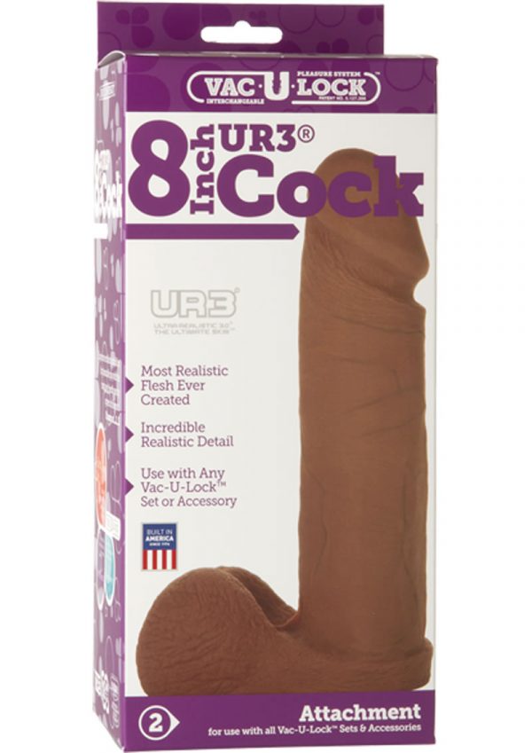 Vac U Lock 8 Inch UR3 Cock Dildo Brown