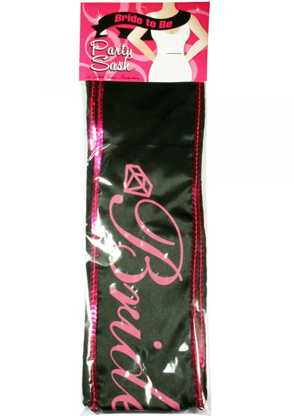 Bride To Be Adjustable Party Sash Black/Pink