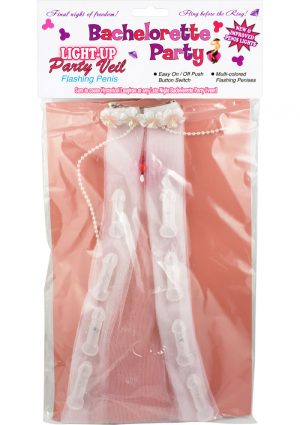 Bachelorette Party Light Up Party Veil Multi ColorFlashing Penis