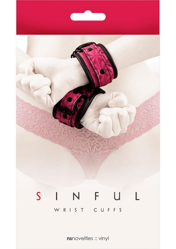 Sinful Wrist Cuffs Vinyl - Pink