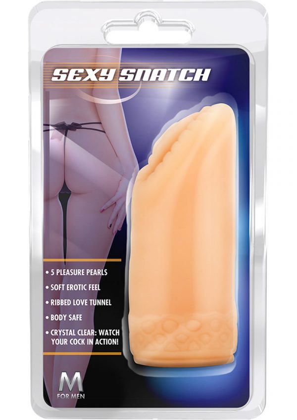 M For Men Sexy Snatch Pussy Beaded Stroker Beige 5.75 Inch