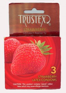 Trustex Strawberry Lubricated Reservoir Tip Flavored Latex Condom 3 Each Per Box