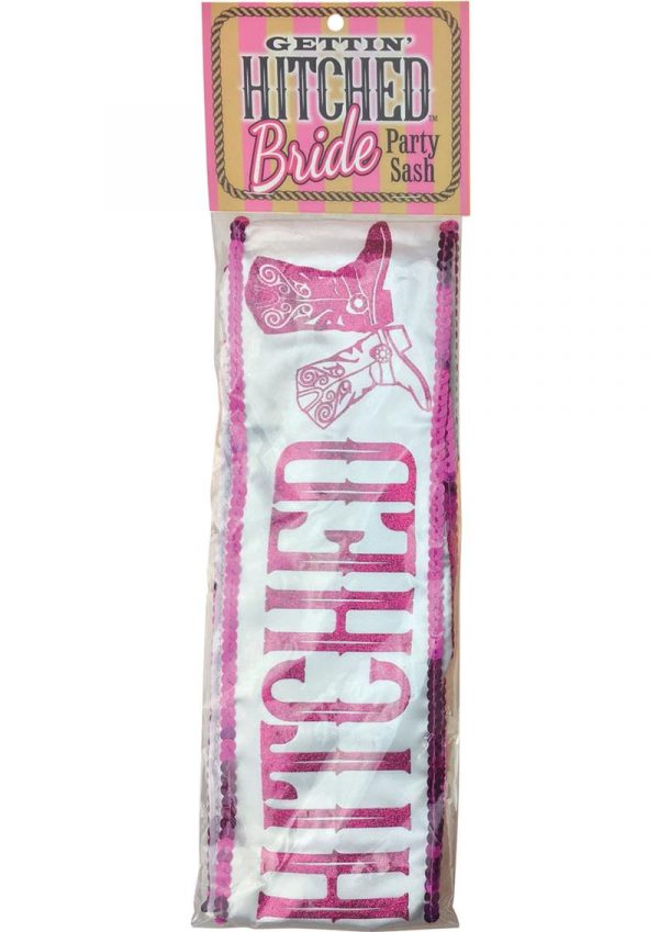 Gettin Hitched Bride Party Sash Glitter Pink 6 Feet