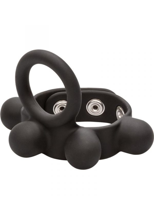 Medium Weighted C-Ring Ball Stretcher Silicone Cockring Black