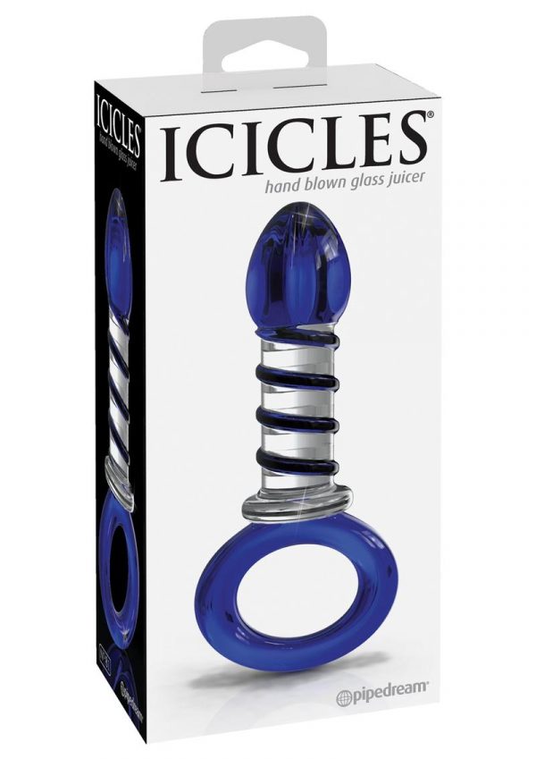 Icicles No 81 Textured Glass Juicer Probe Clear And Blue 3.9 Inch