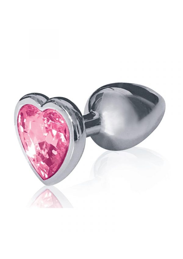 The Silver Starter Jeweled Hearts Plug Stainless Steel Pink 2.8 Inch