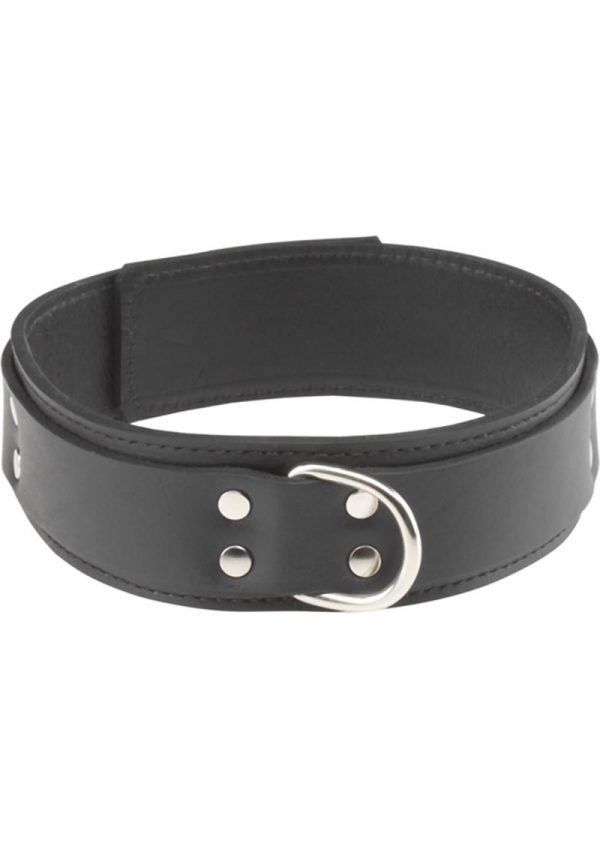 Double Strap Original Cut Leather Collar Black