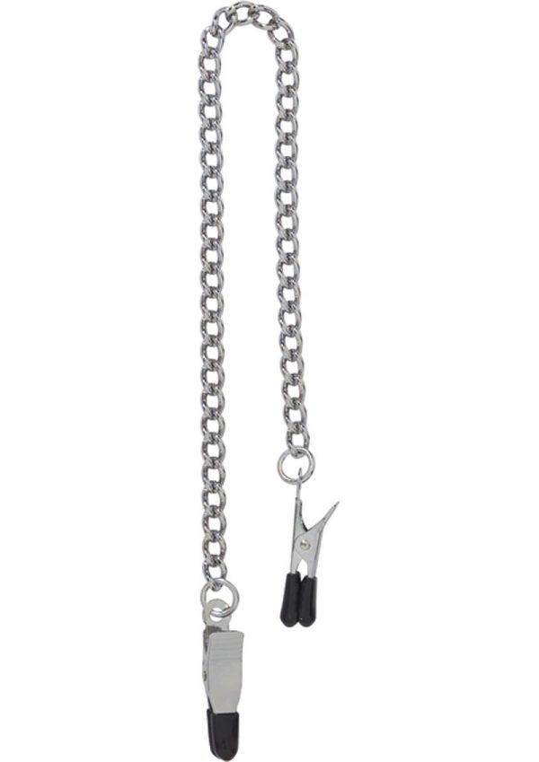 Endurance Tapered Tip Nipple Clamps With Link Chain Silver