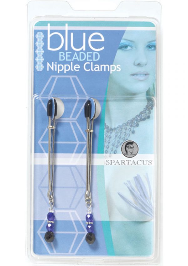 Blue Beaded Nipple Clamps With Tweezer Tip Blue