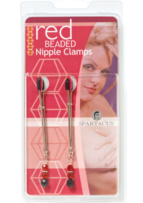 Red Beaded Nipple Clamps With Tweezer Tip Red