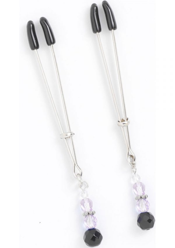 Purple Beaded Nipple Clamps With Tweezer Tip Purple
