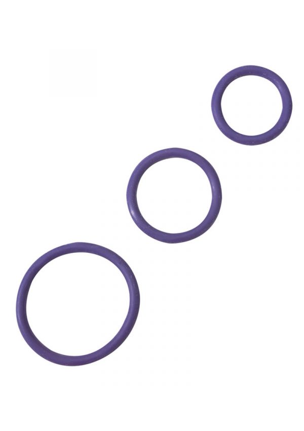 Rubber Cock Ring Set 3 Sizes Per Pack Purple