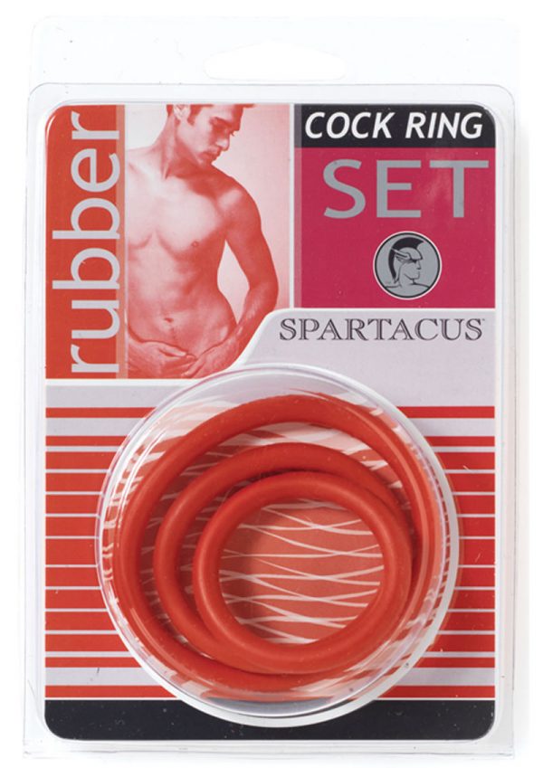 Rubber Cock Ring Set 3 Sizes Per Pack Red