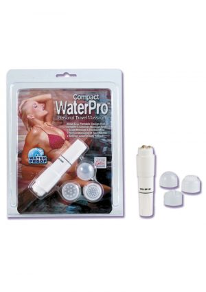 Compact Waterpro Personal Travel Massager with 4 Interchangeable Heads