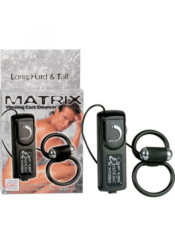 Matric Vibratnig Cock Enhancer Dual Rubber Rings With Removable Micro Stimulator Black