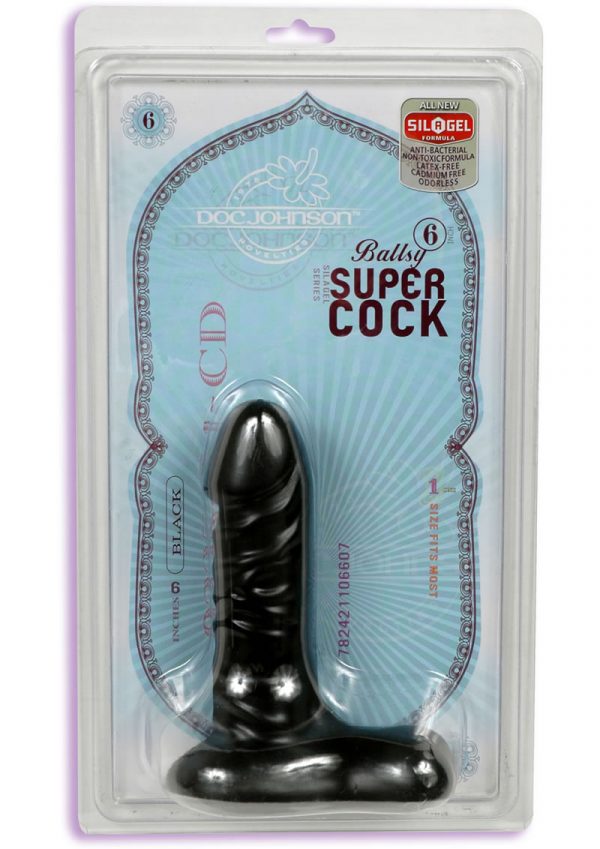 Ballsy Super Cock Sil A Gel Dong 6 Inch Black