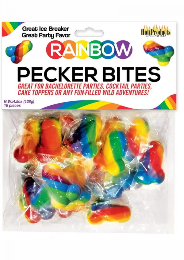 Rainbow Pecker Bites Hard Candy Fruit Flavor 16 Wrapped Pieces Per Bag