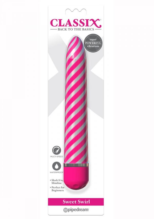 Sweet Swirl Vibrator Pink 8 inch Multi Speed Waterproof