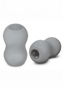 Zolo Squeezable and Textured Mini Double Bubble Male Masurbator Non Vibrating Grey