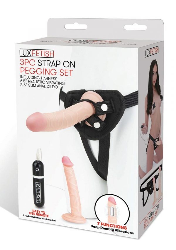 Lux Fetish Strap On Pegging 3 Piece Set With Remote Control