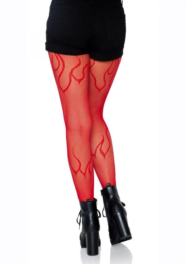 Leg Avenue Flame Net Tights - O/S - Red