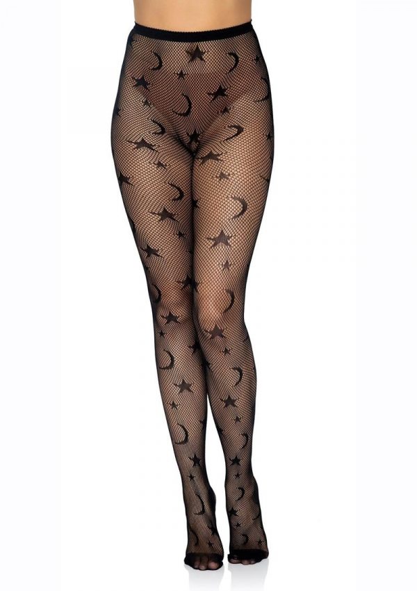 Leg Avenue Celestial Net Tights - O/S - Black