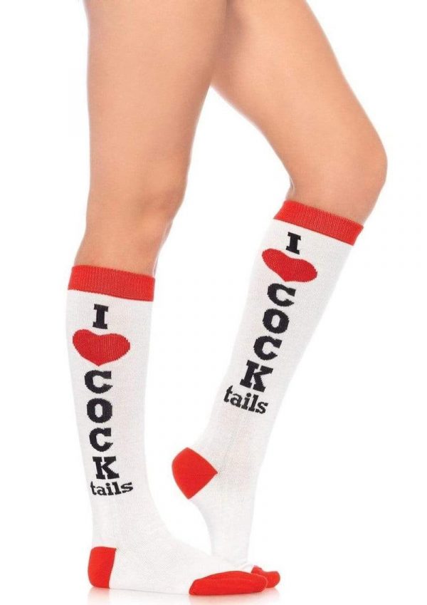 Leg Avenue Cocktails Knee Socks - O/S - White/Red