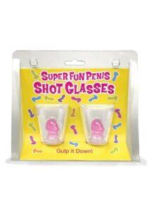 Super Fun Penis Shot Glasses (2 per Set) - Clear/Pink