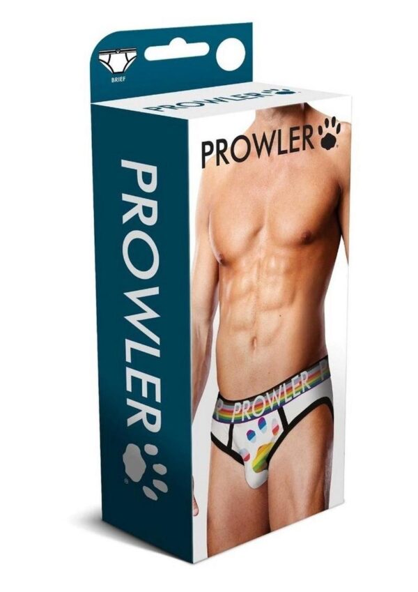 Prowler White Oversized Paw Brief - XLarge - White/Rainbow