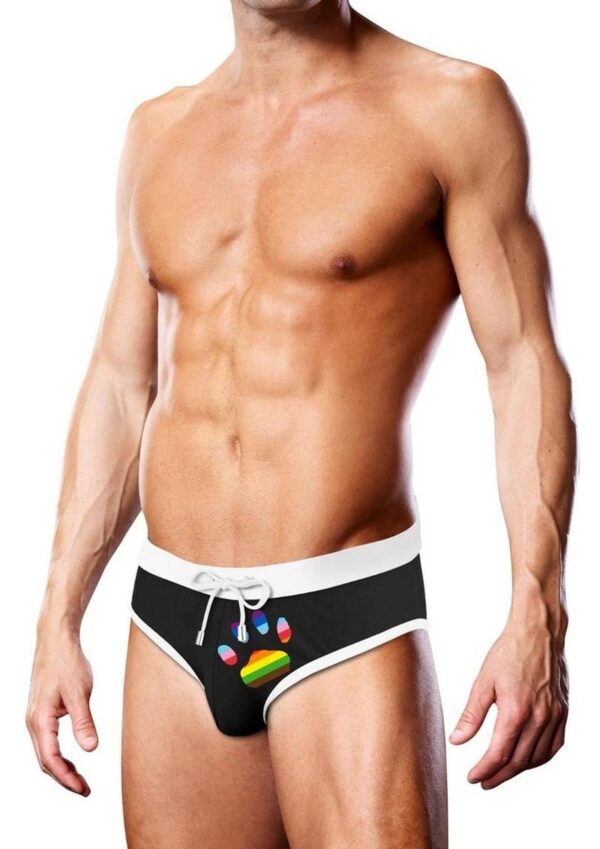 Prowler Oversized Paw Swimming Brief - XXLarge - Black/Rainbow