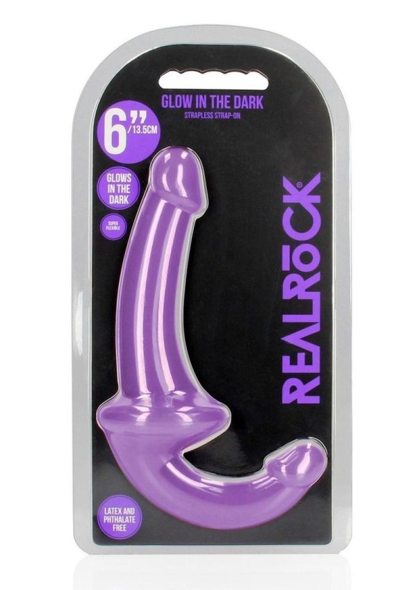 RealRock Strapless Strap-On Glow in the Dark Dildo 6in - Purple