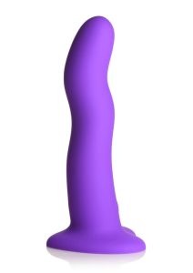 Simply Sweet 21X Vibrating Wavy Rechargeable Silicone Dildo with Remote - Purple