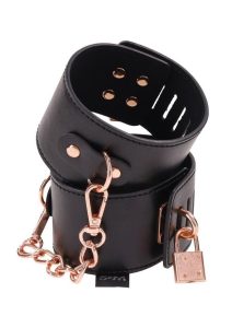 Sex and Mischief Brat Locking Cuffs - Rose Gold/Black