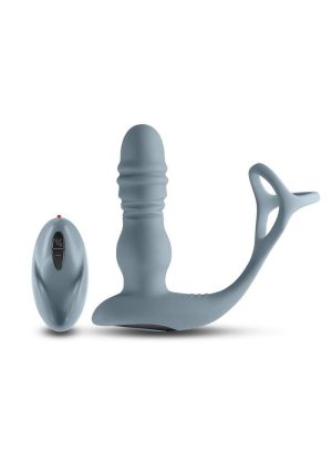 Renedage The Handyman Rechargeable Silicone Cock Ring and Prostate Massager with Remote - Gray