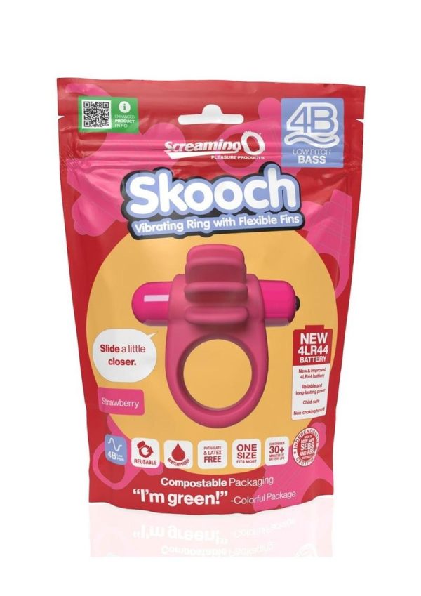 4B Skooch Vibrating Cock Ring with Clitoral Stimulator - Strawberry