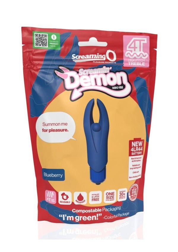 4T Demon Silicone Mini Clitoral Stimulating Vibrator - Blueberry