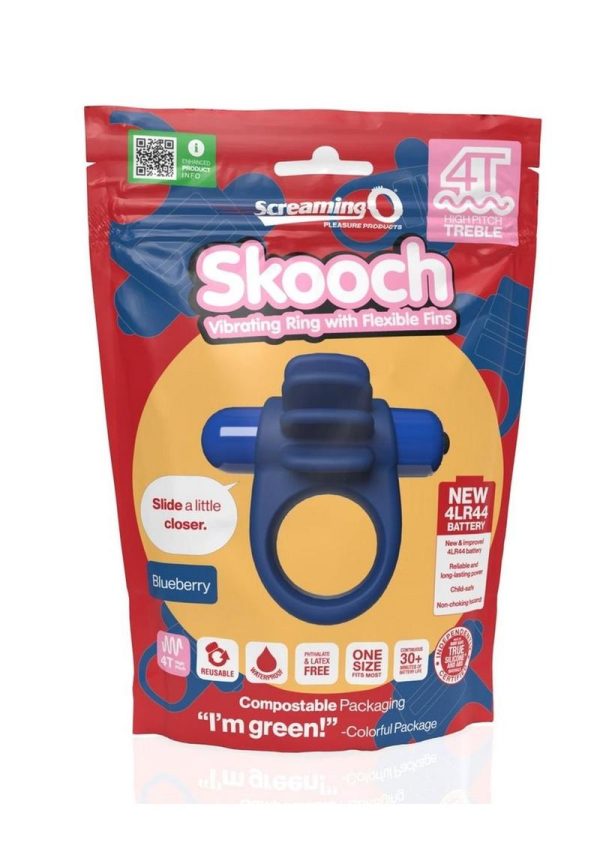 4T Skooch Vibrating Cock Ring with Clitoral Stimulator - Blueberry