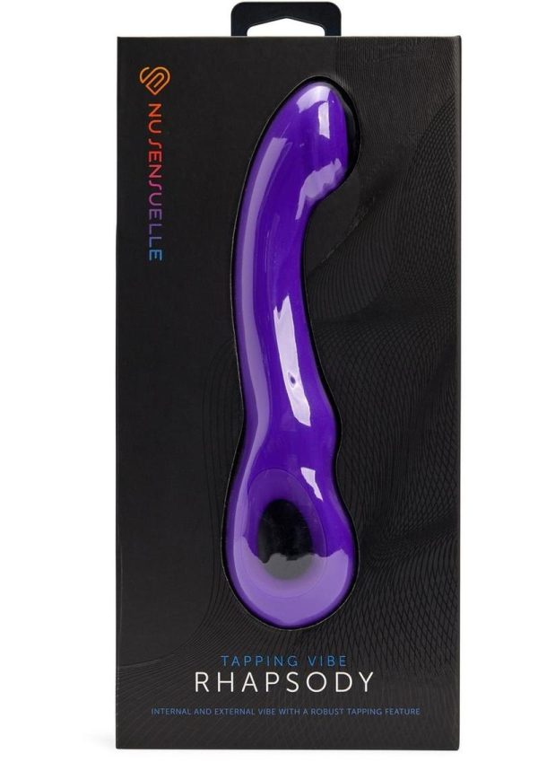 Nu Sensuelle Rhapsody Rechargeable Silicone Single Tapping Vibrator with Clitoral Stimulation - Deep Purple