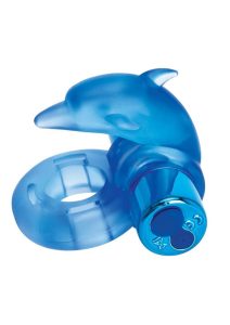 Bodywand Rechargeable Silicone Dancing Dolphin Ring - Blue