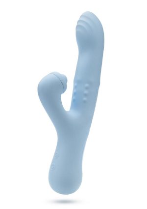 Blush Devin Rechargeable Silicone Rabbit Vibrator - Blue