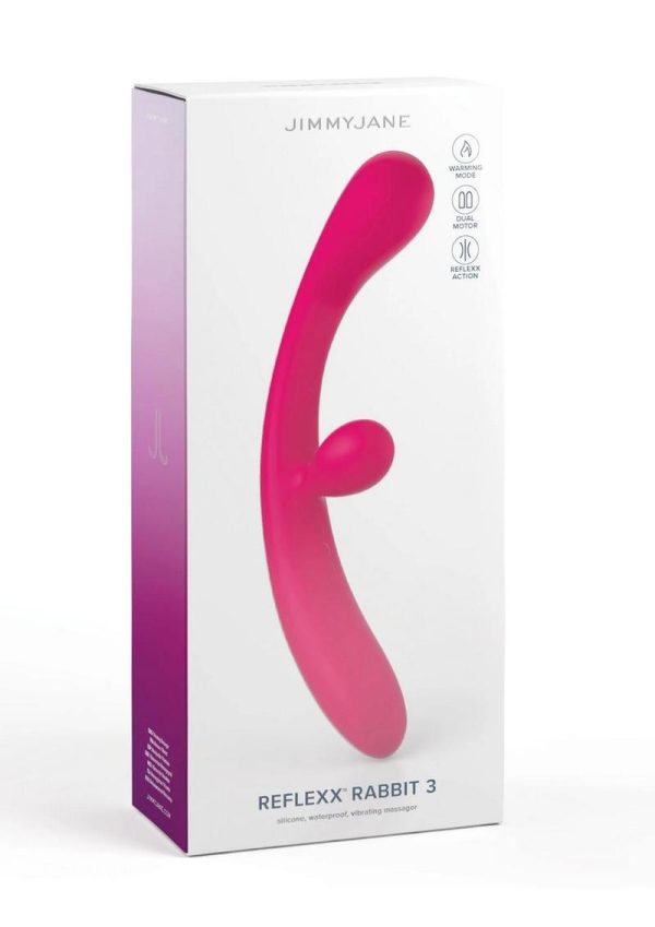 JimmyJane Reflexx Rabbit 3 Rechargeable Silicone Vibrator - Fuchsia